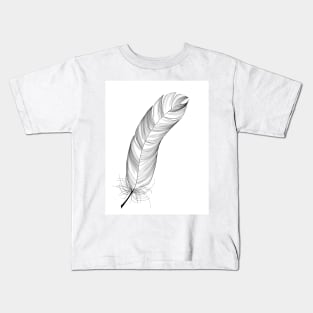 Black and White Feather Kids T-Shirt